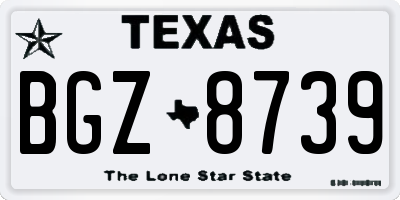 TX license plate BGZ8739