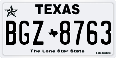 TX license plate BGZ8763