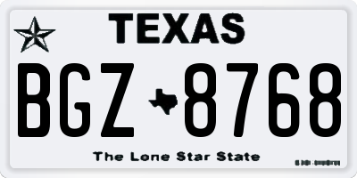 TX license plate BGZ8768