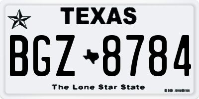 TX license plate BGZ8784
