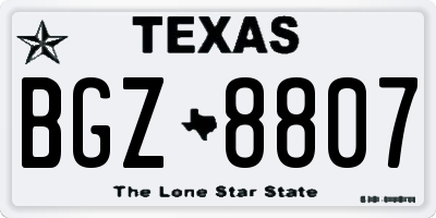 TX license plate BGZ8807
