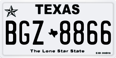 TX license plate BGZ8866