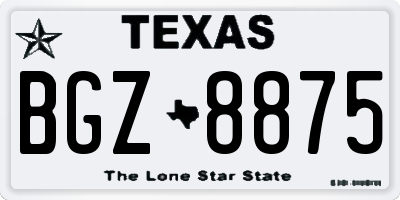 TX license plate BGZ8875
