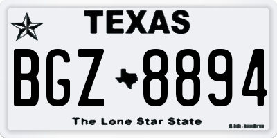 TX license plate BGZ8894