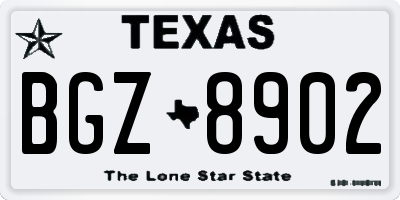 TX license plate BGZ8902