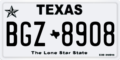 TX license plate BGZ8908