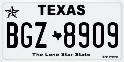 TX license plate BGZ8909