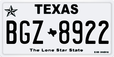 TX license plate BGZ8922