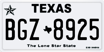 TX license plate BGZ8925
