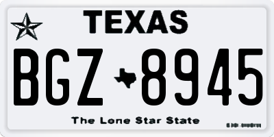 TX license plate BGZ8945