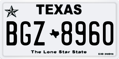 TX license plate BGZ8960