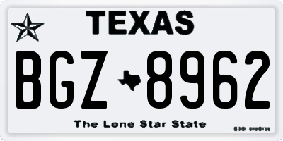 TX license plate BGZ8962