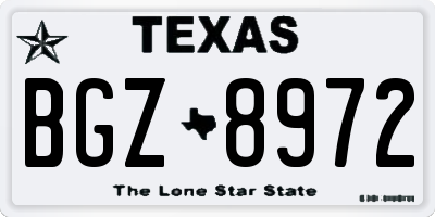 TX license plate BGZ8972