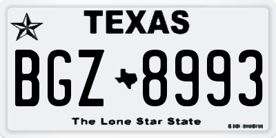 TX license plate BGZ8993