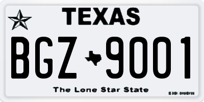 TX license plate BGZ9001