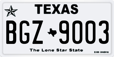 TX license plate BGZ9003