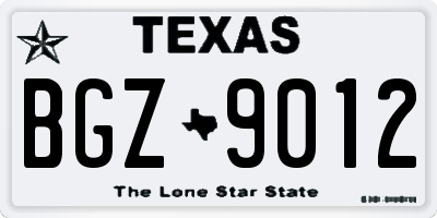 TX license plate BGZ9012