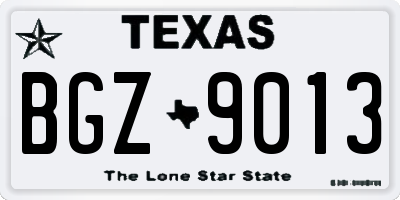TX license plate BGZ9013