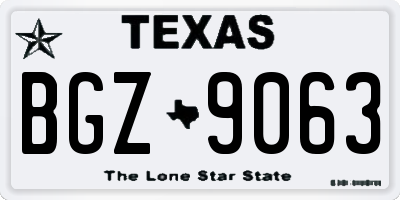 TX license plate BGZ9063