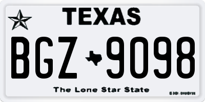TX license plate BGZ9098