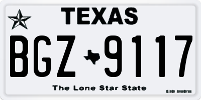 TX license plate BGZ9117