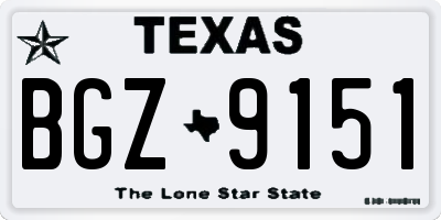 TX license plate BGZ9151