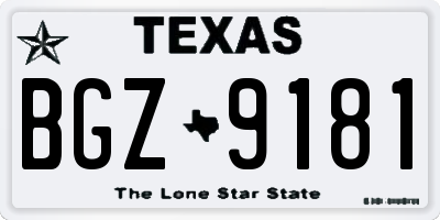 TX license plate BGZ9181