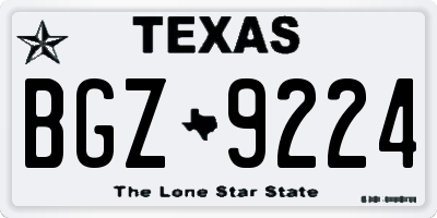 TX license plate BGZ9224