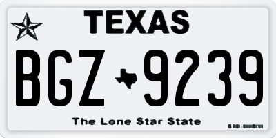 TX license plate BGZ9239
