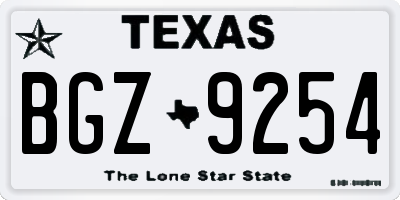 TX license plate BGZ9254