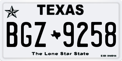 TX license plate BGZ9258