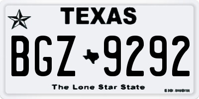 TX license plate BGZ9292