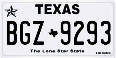 TX license plate BGZ9293