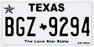 TX license plate BGZ9294