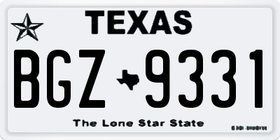 TX license plate BGZ9331