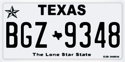 TX license plate BGZ9348