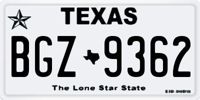 TX license plate BGZ9362