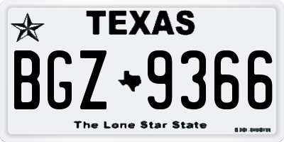 TX license plate BGZ9366