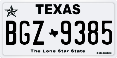 TX license plate BGZ9385