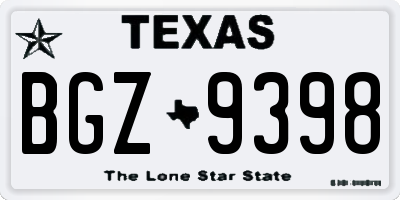 TX license plate BGZ9398