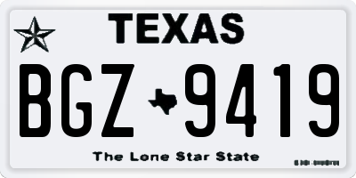 TX license plate BGZ9419
