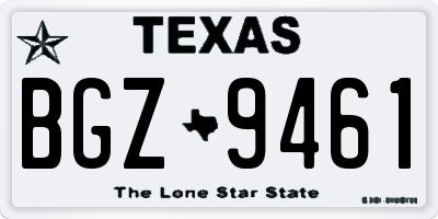 TX license plate BGZ9461