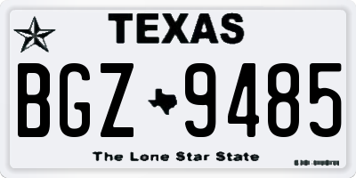 TX license plate BGZ9485