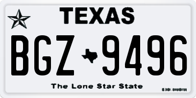 TX license plate BGZ9496
