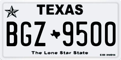 TX license plate BGZ9500