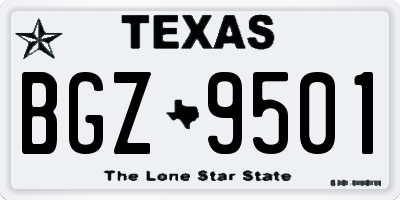 TX license plate BGZ9501