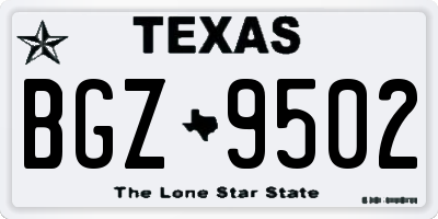TX license plate BGZ9502