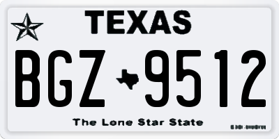 TX license plate BGZ9512
