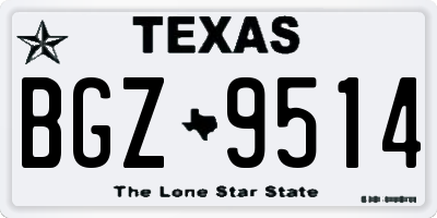 TX license plate BGZ9514