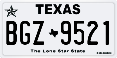 TX license plate BGZ9521
